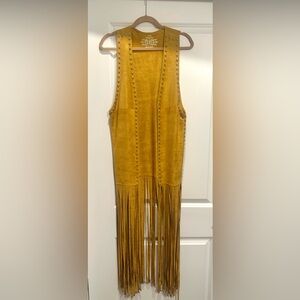 BNWT Crazy Train Mustard Fringe Vest